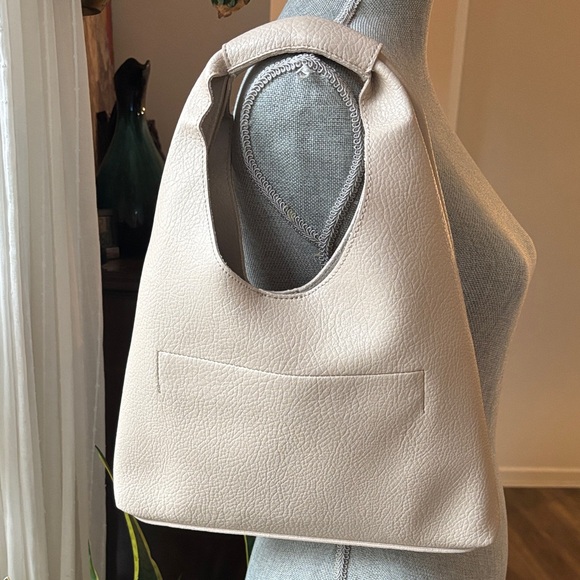 BANANA REPUBLIC Elegant Blush Cream Vegan Mini Slouchy Handbag - Picture 5 of 8